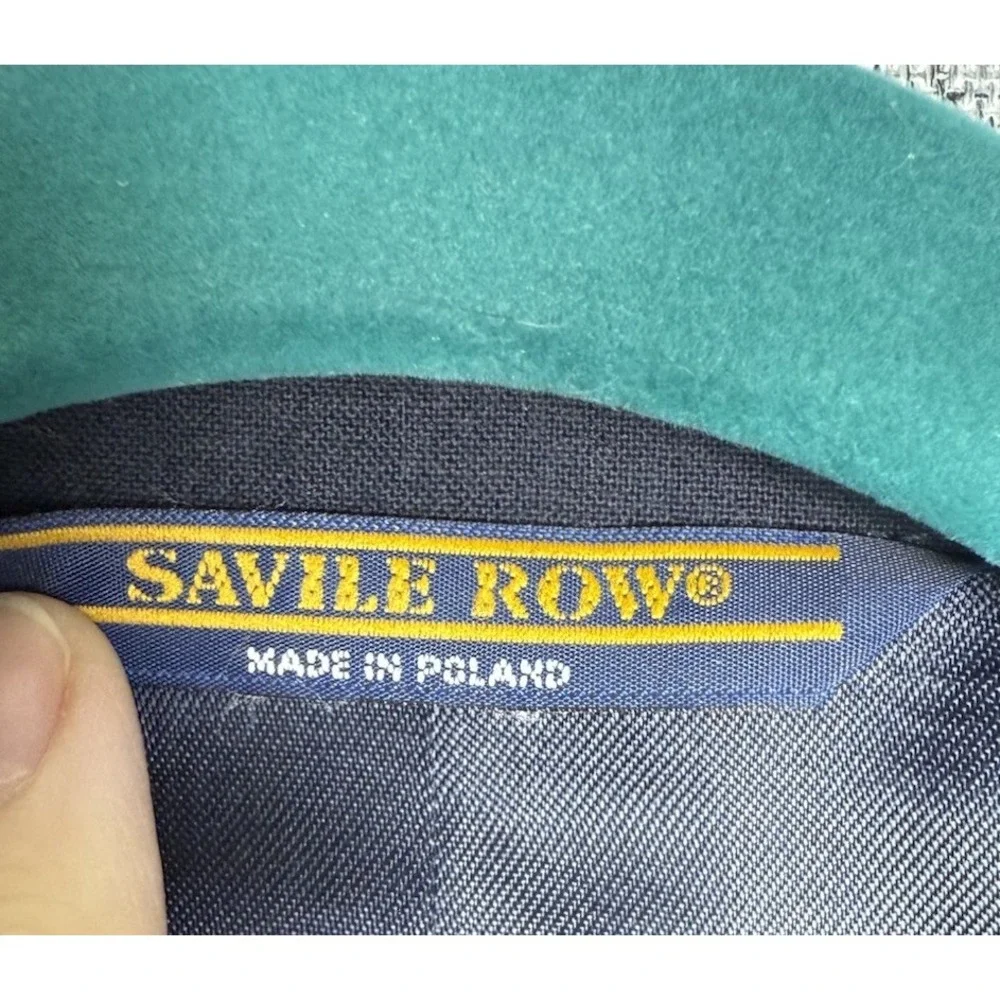 Savile‎ Row Navy Blue 100% Wool Two Gold Button Blazer Jacket Size 42 Short